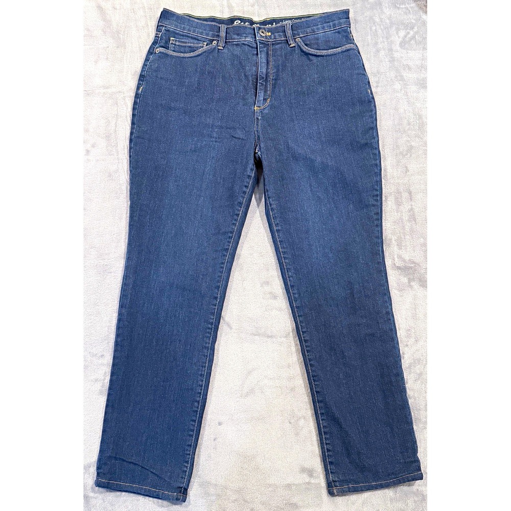 Eddie Bauer Women P14 Jeans Curvy High Rise Dark Wash Straight Leg Stretch